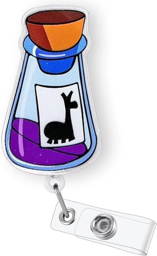 Funny Llama Potion Badge Reel Retractable Nurse Nursing Student RN CNA LPN CMA