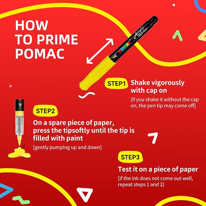 POMAC Acrylic Paint Markers Brush Tip, 5 Assorted Colors